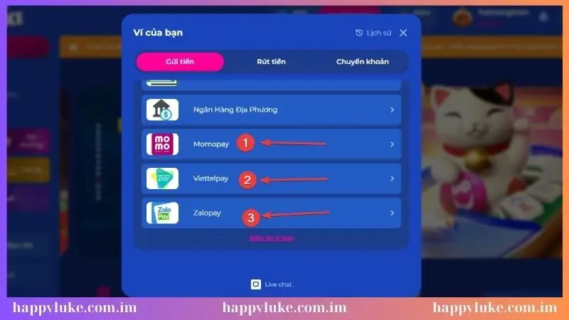Lựa chọn 1 trong 3 ví điện tử